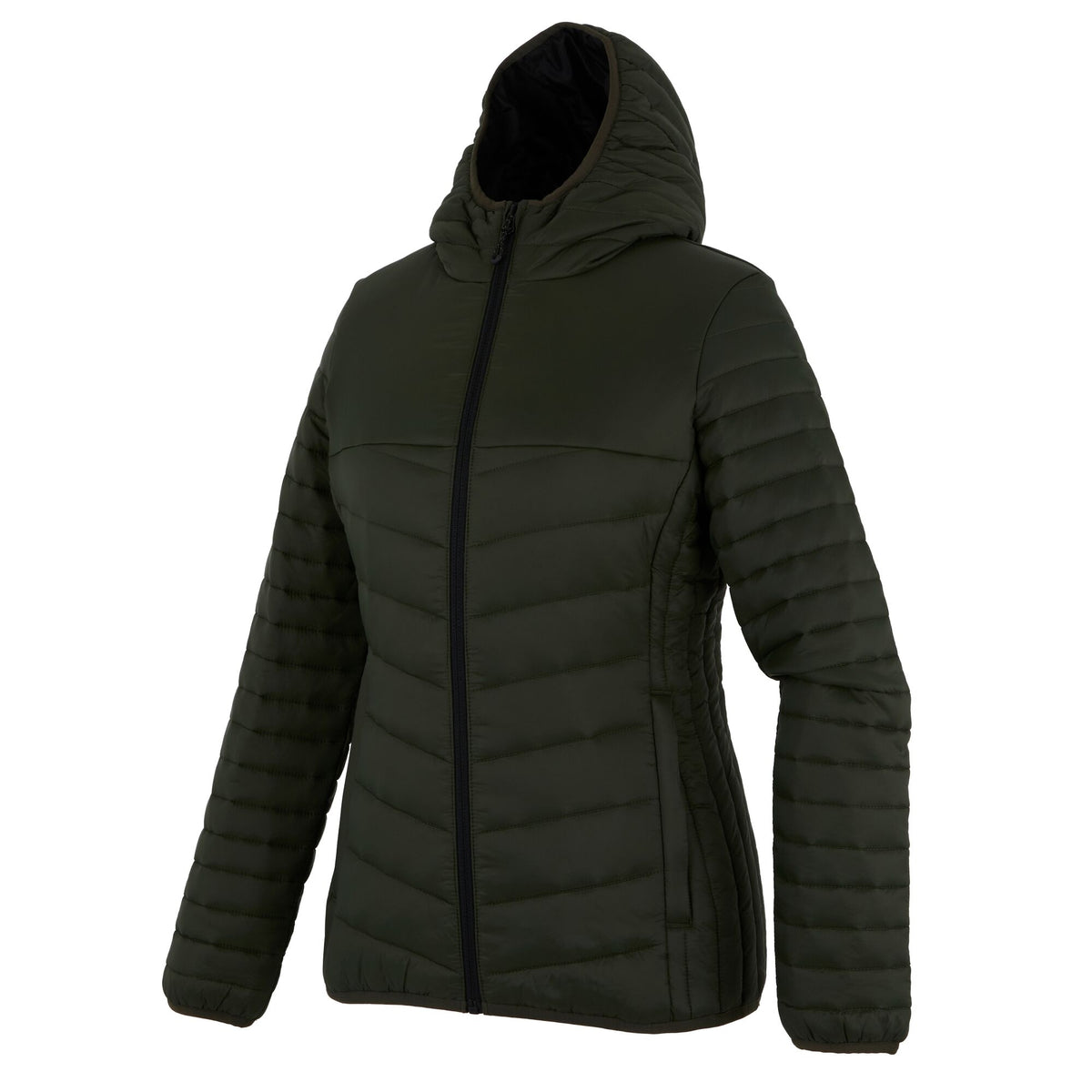 Dark Khaki-Black - Side - Regatta Womens-Ladies Loft Lite Baffled Hybrid Jacket