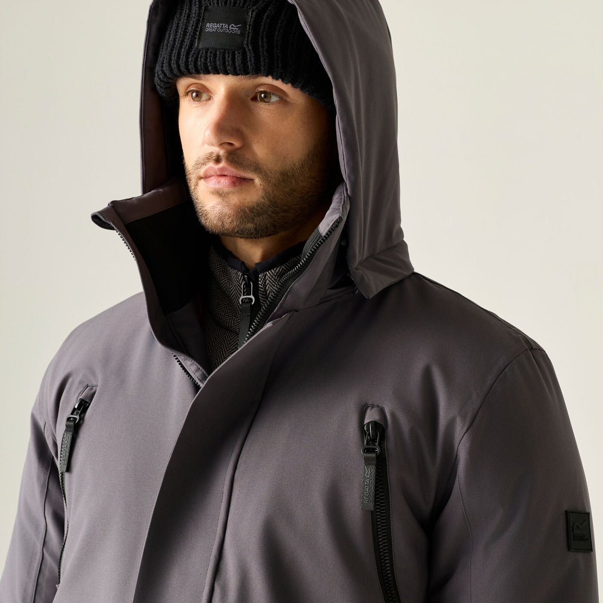 Iron - Close up - Regatta Mens Marron Waterproof Insulated Jacket
