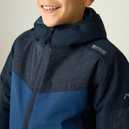 Navy-Aviator Blue - Lifestyle - Regatta Childrens-Kids Illuma Waterproof Reflective Insulated Jacket
