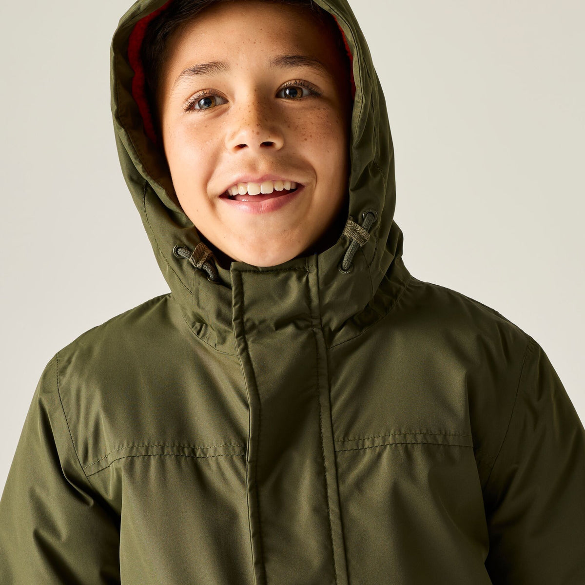 Dark Khaki-Rooibos Tea - Close up - Regatta Childrens-Kids Farbank II Waterproof Insulated Jacket