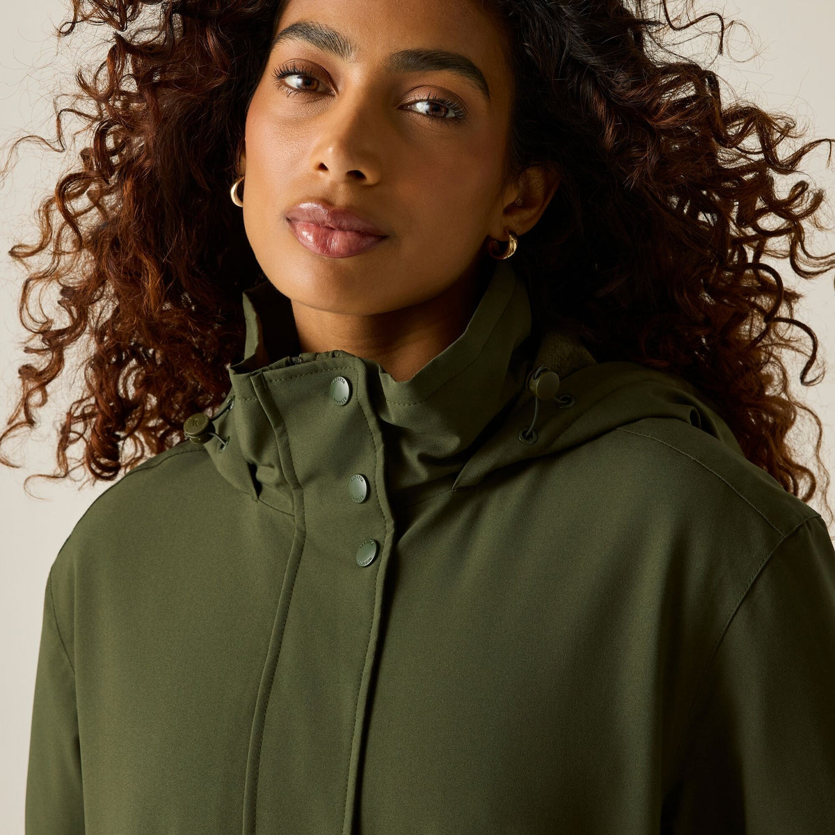 Dark Khaki - Close up - Regatta Womens-Ladies Faye Padded Jacket
