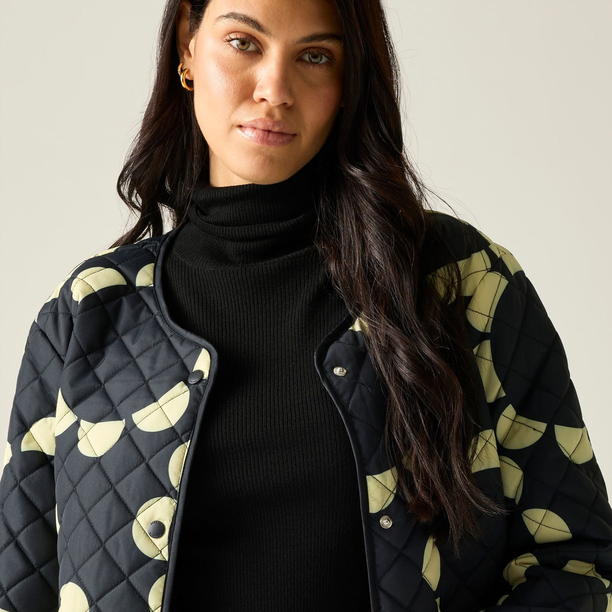 Black - Side - Regatta Womens-Ladies Orla Kiely Daisy Hoop Lightweight Quilted Jacket
