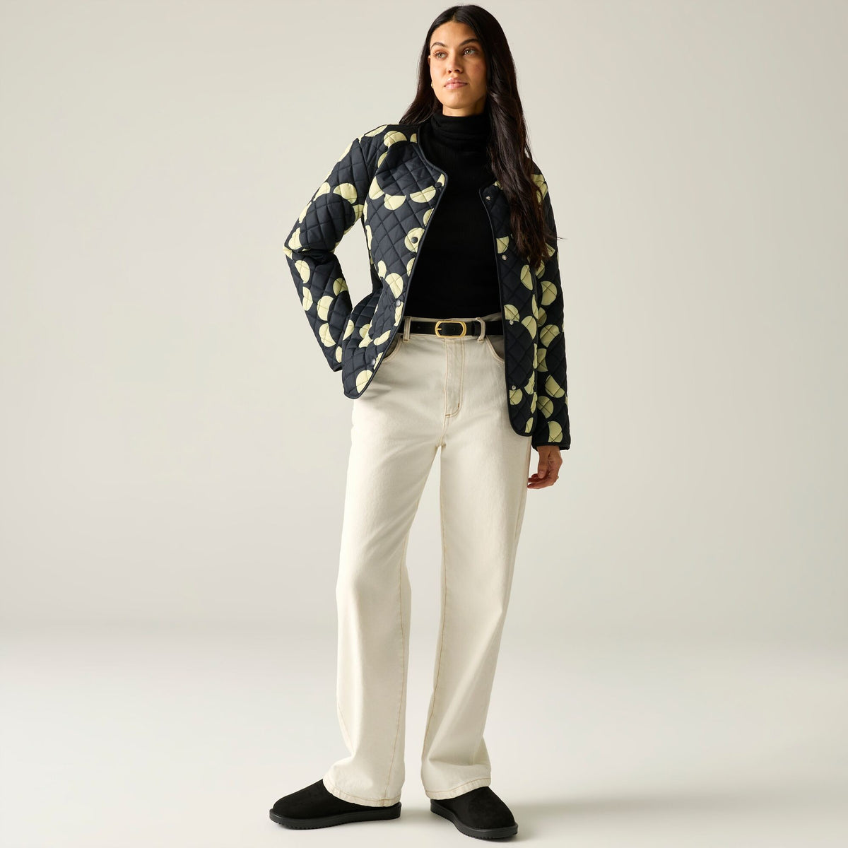 Black - Close up - Regatta Womens-Ladies Orla Kiely Daisy Hoop Lightweight Quilted Jacket
