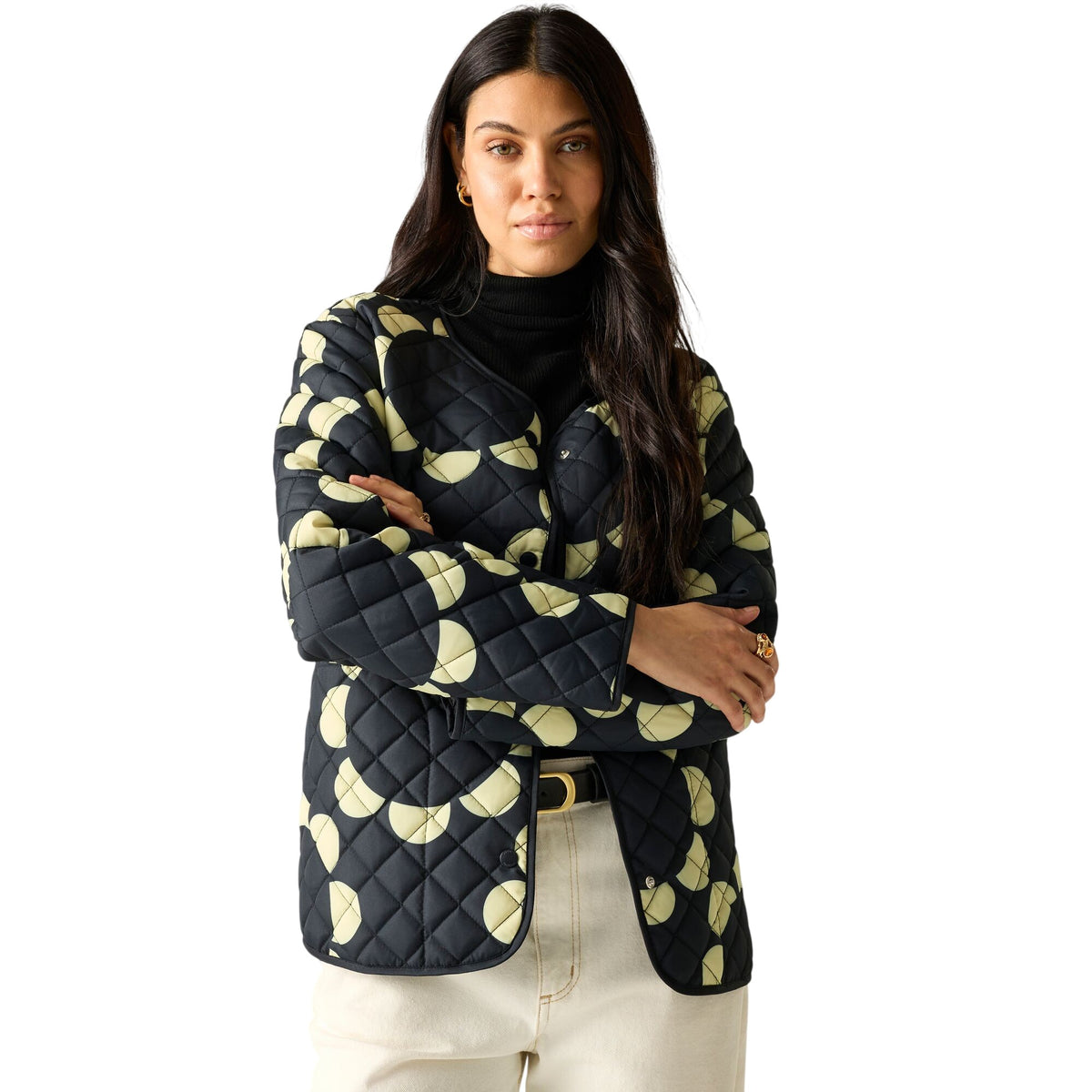 Black - Front - Regatta Womens-Ladies Orla Kiely Daisy Hoop Lightweight Quilted Jacket