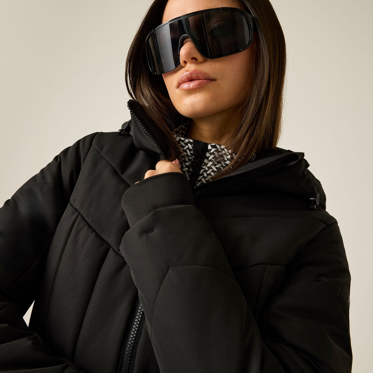 Black - Close up - Dare 2B Womens-Ladies Glacier Padded Jacket