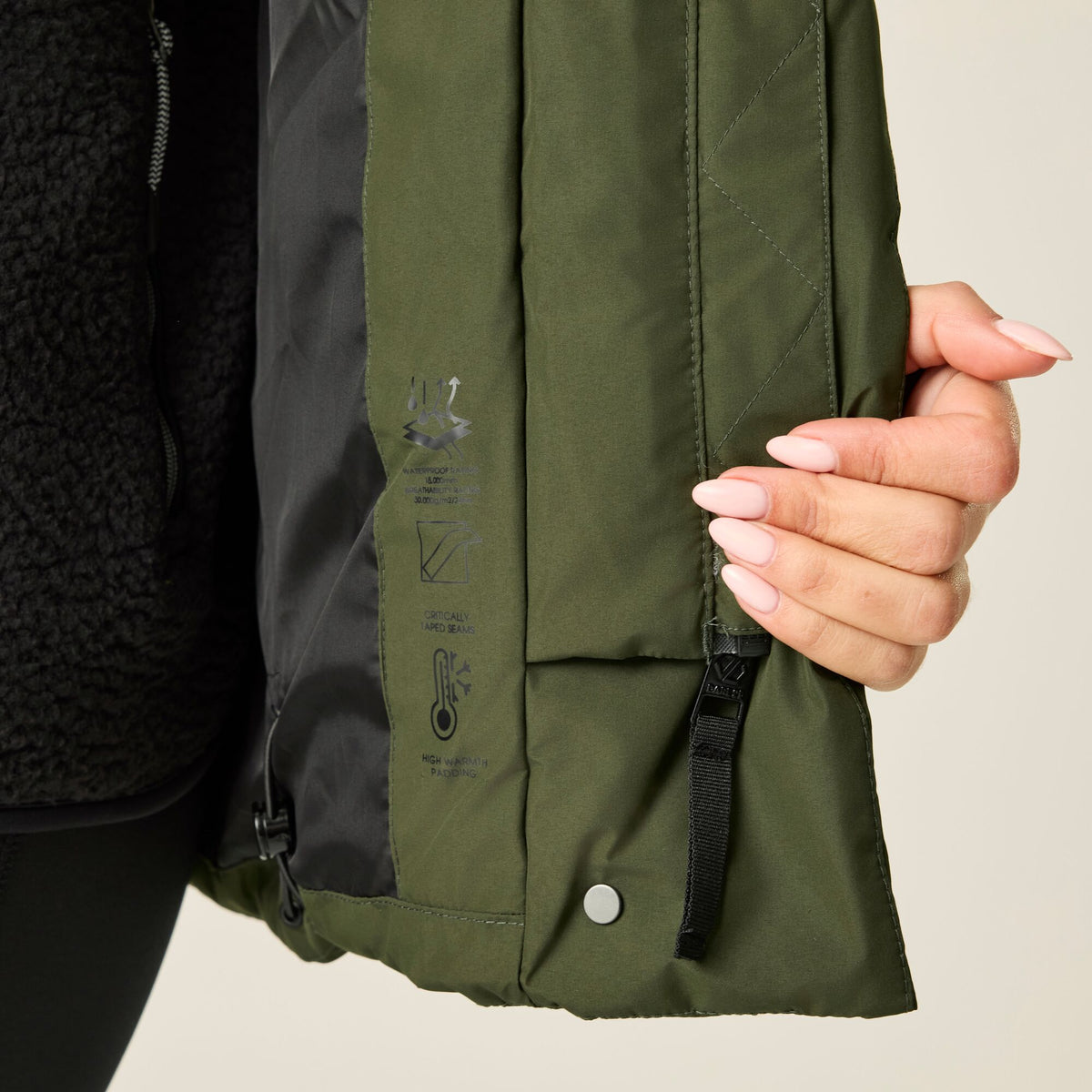 Dark Khaki - Pack Shot - Dare 2B Womens-Ladies Lustre Padded Jacket