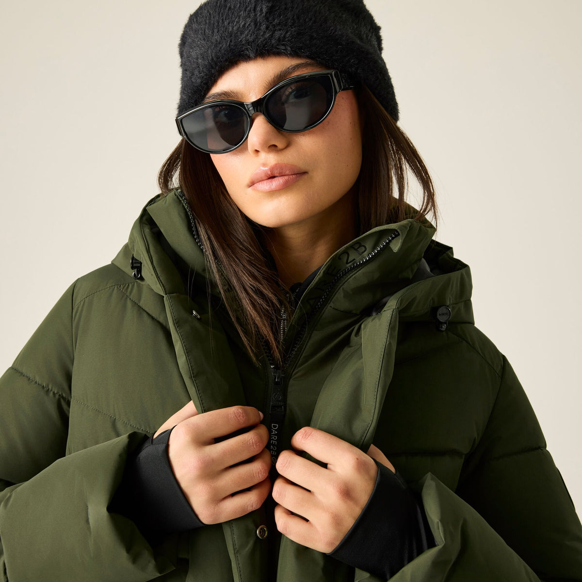 Dark Khaki - Close up - Dare 2B Womens-Ladies Lustre Padded Jacket