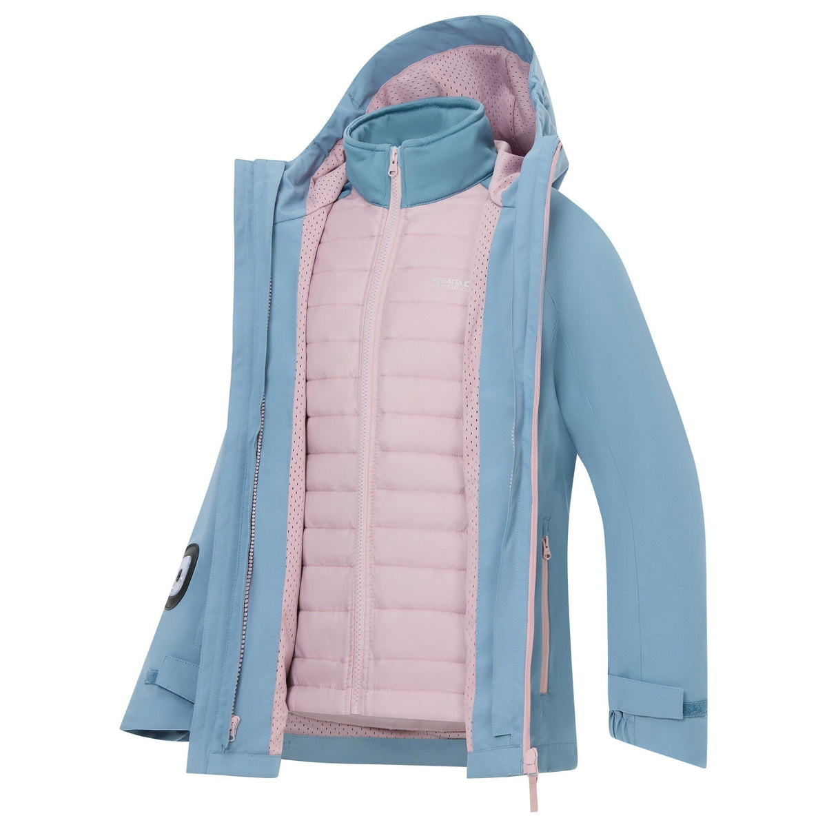 Dusky Blue-Powder Lilac - Pack Shot - Regatta Childrens-Kids Trekktain 3 in 1 Jacket
