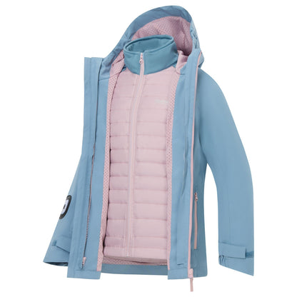 Dusky Blue-Powder Lilac - Pack Shot - Regatta Childrens-Kids Trekktain 3 in 1 Jacket