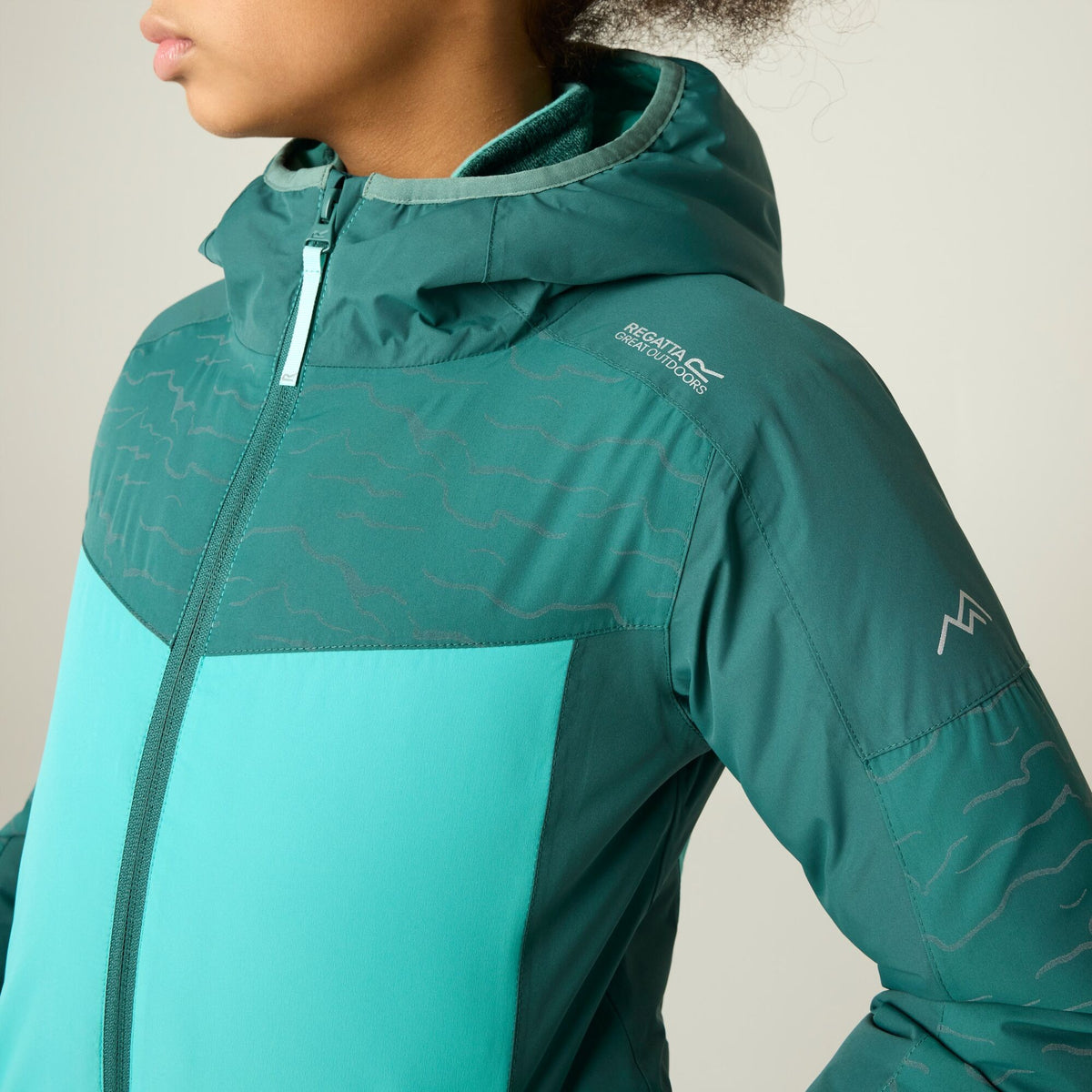 Mediterranea-Turquoise - Lifestyle - Regatta Childrens-Kids Illuma Reflective Waterproof Insulated Jacket