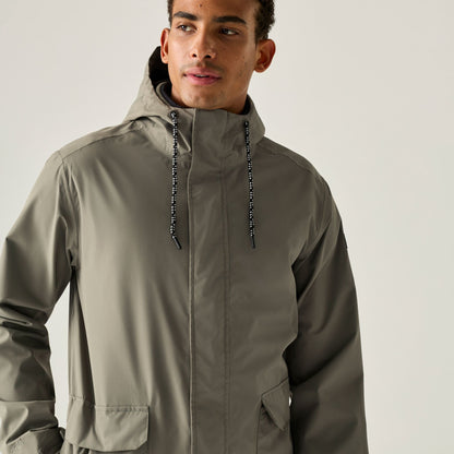 Smokey Olive-Black - Close up - Regatta Mens Shorebay Waterproof Insulated Jacket