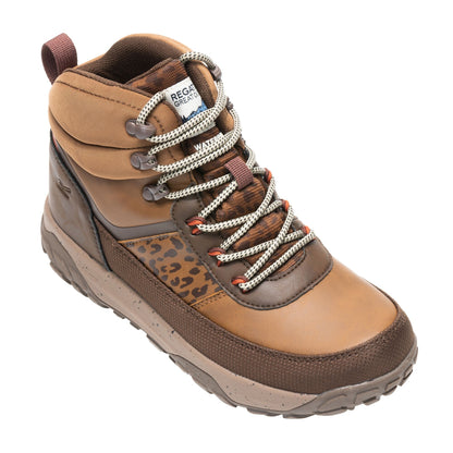 Brown Tan - Close up - Regatta Womens-Ladies Shayford Leopard Print Walking Boots