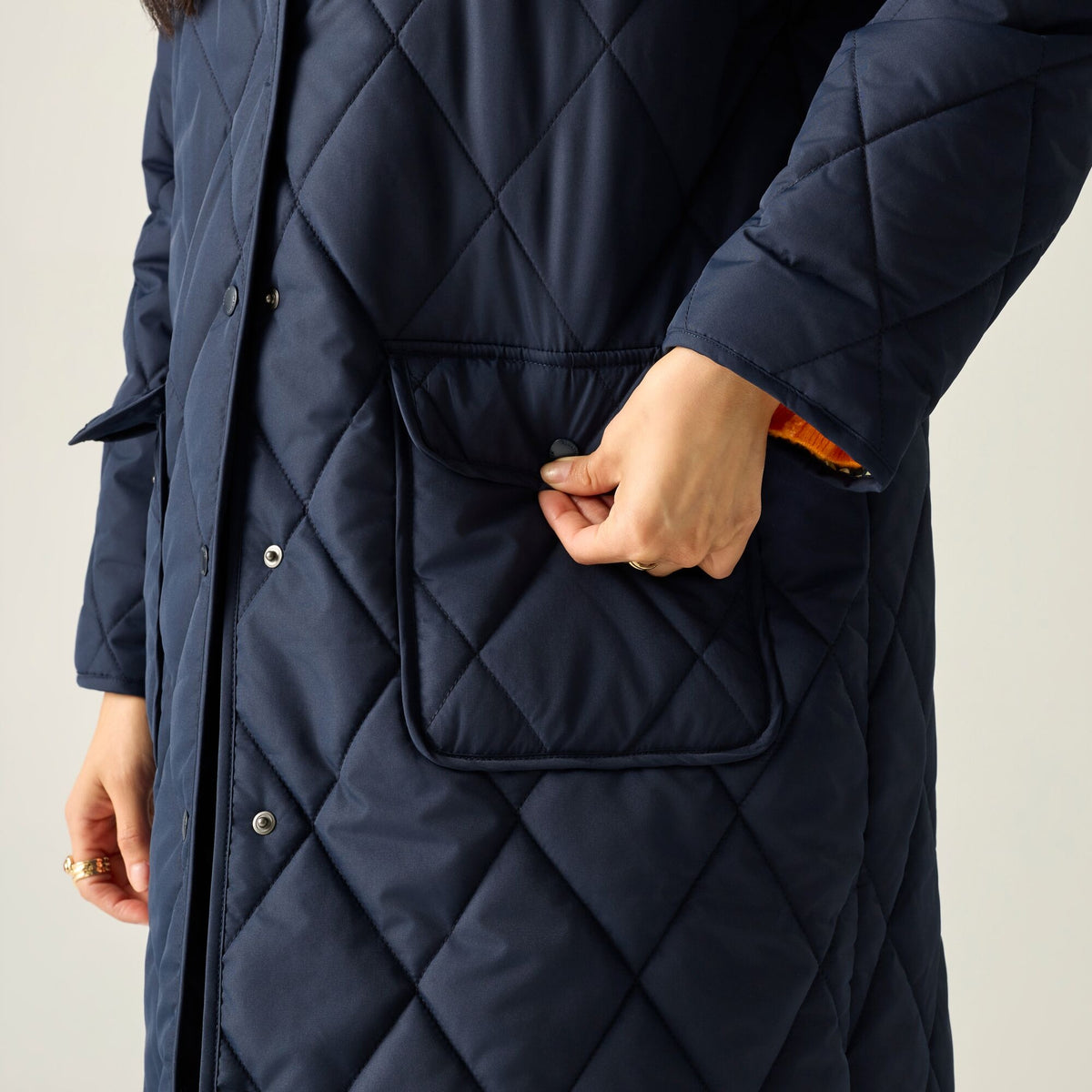 Navy - Side - Regatta Womens-Ladies Orla Kiely Eclipse Mid Length Jacket