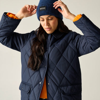 Navy - Pack Shot - Regatta Womens-Ladies Orla Kiely Eclipse Mid Length Jacket