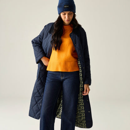 Navy - Close up - Regatta Womens-Ladies Orla Kiely Eclipse Mid Length Jacket