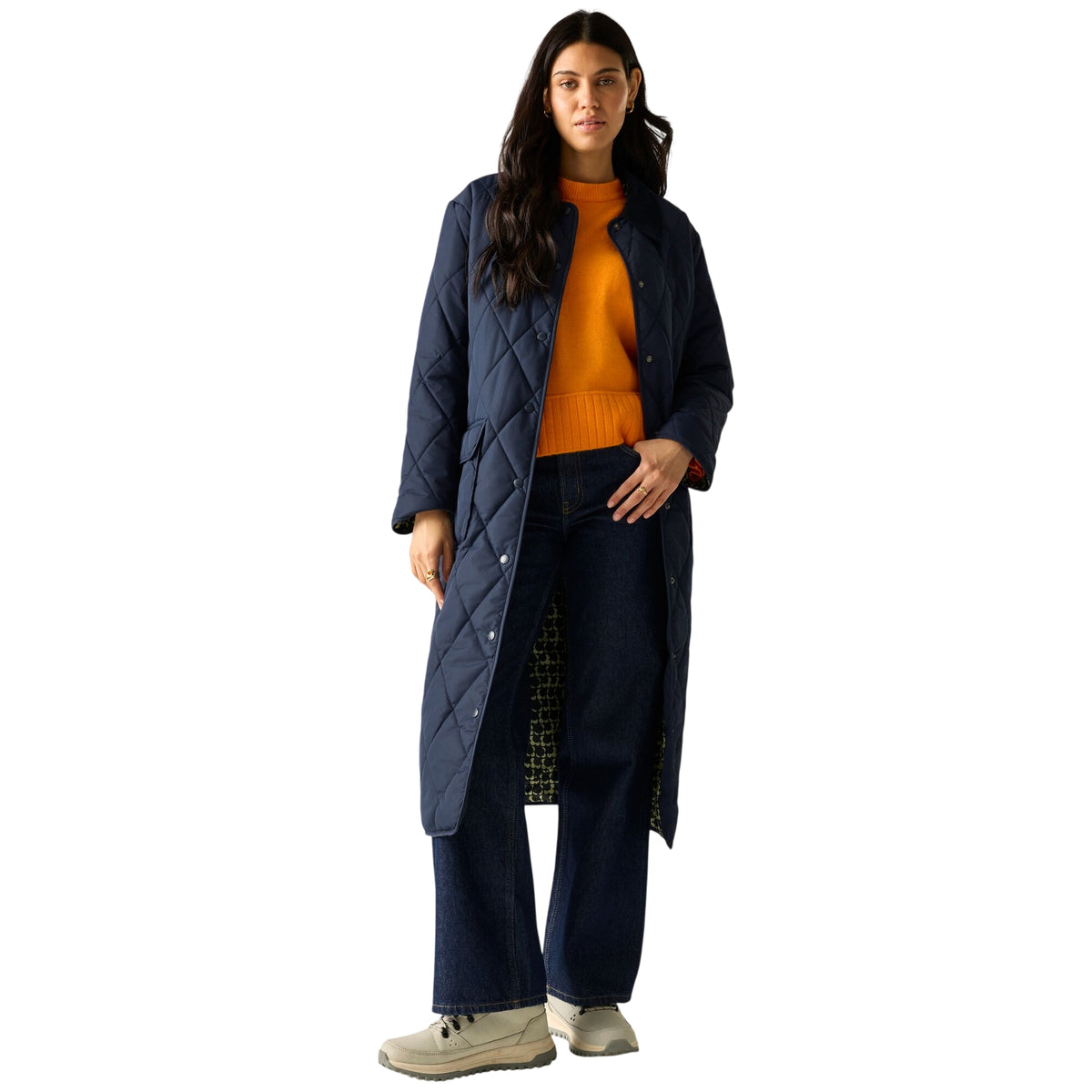 Navy - Front - Regatta Womens-Ladies Orla Kiely Eclipse Mid Length Jacket
