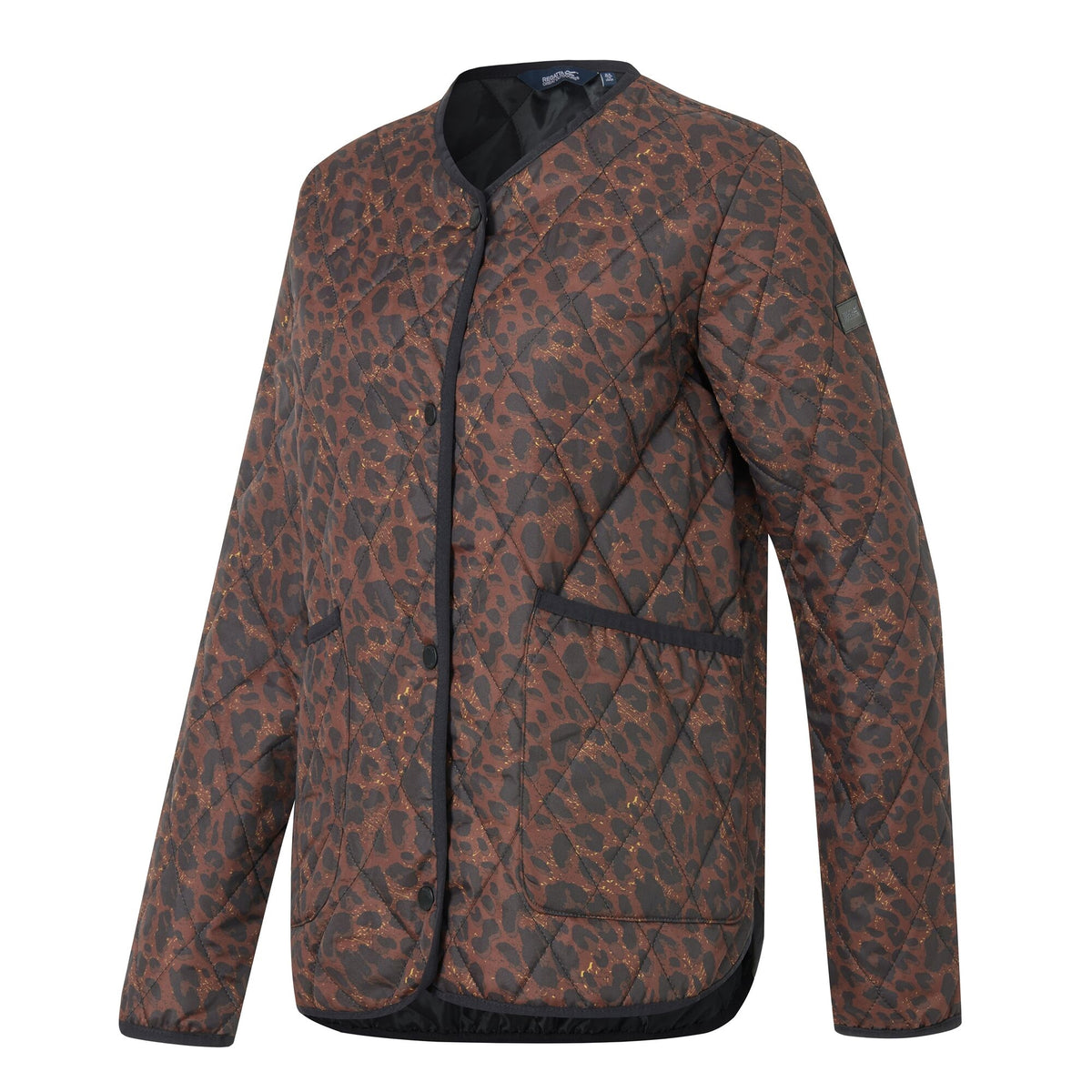 Dark Brown-Black - Side - Regatta Womens-Ladies Maia Leopard Print Quilted Jacket