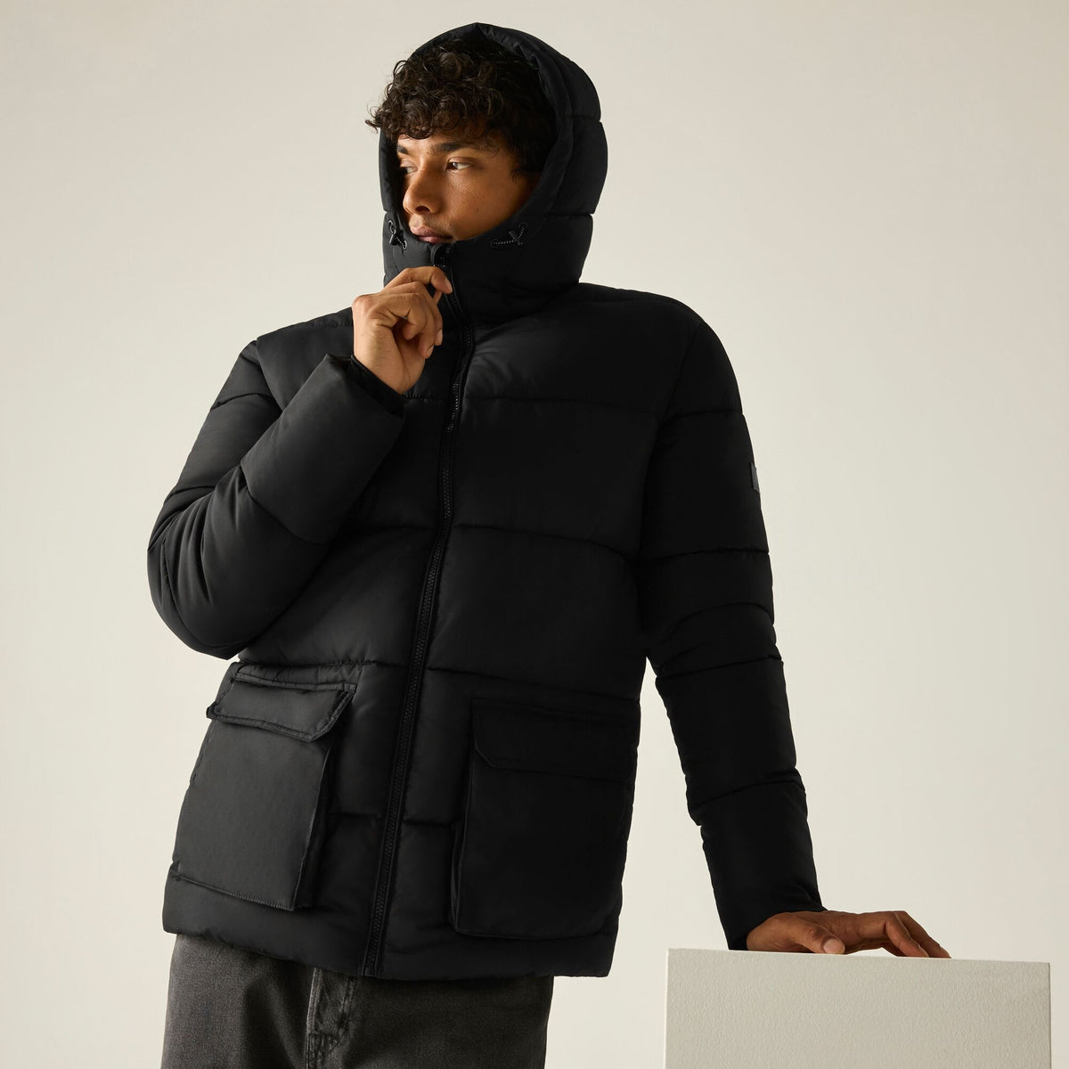 Dark Khaki-Black - Front - Regatta Mens Marek Short Padded Jacket
