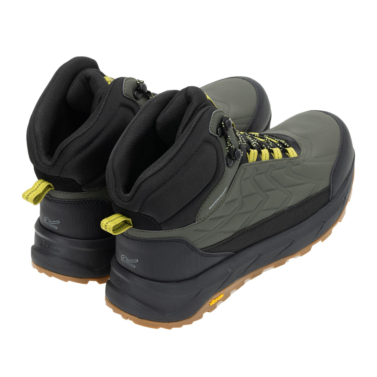 Dark Khaki-Cypress Green - Back - Regatta Mens Onyx Mid Cut Walking Boots