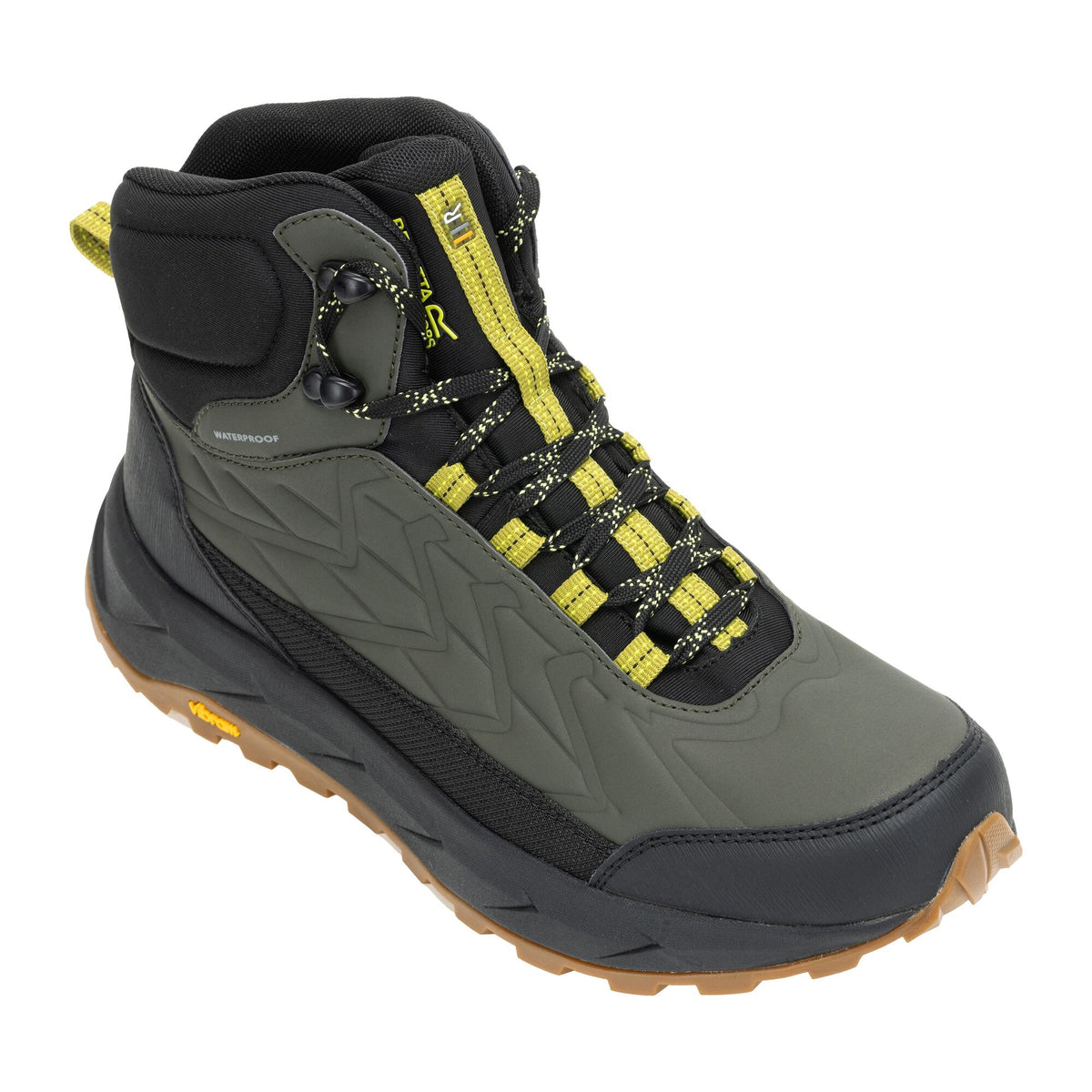 Dark Khaki-Cypress Green - Close up - Regatta Mens Onyx Mid Cut Walking Boots