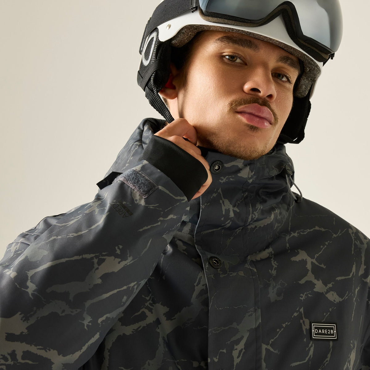Black - Side - Dare 2B Mens Freeride III Cracked Overhead Ski Jacket