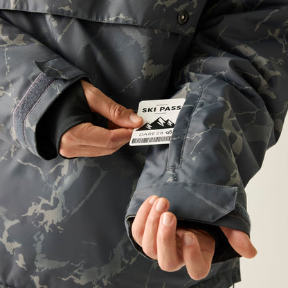 Black - Close up - Dare 2B Mens Freeride III Cracked Overhead Ski Jacket