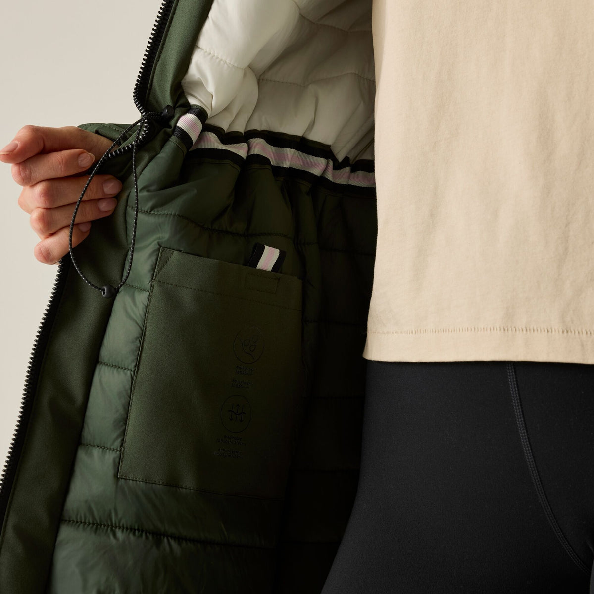Dark Khaki - Close up - Regatta Womens-Ladies Waterproof Insulated Jacket