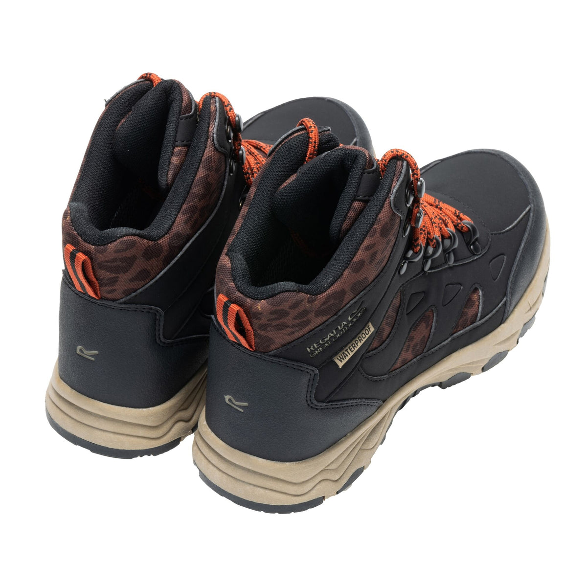 Black - Back - Regatta Womens-Ladies Vendora Leopard Synthetic Leather Walking Boots