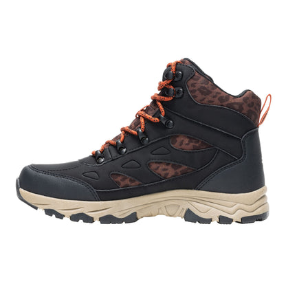 Black - Side - Regatta Womens-Ladies Vendora Leopard Synthetic Leather Walking Boots