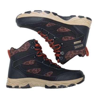 Black - Close up - Regatta Womens-Ladies Vendora Leopard Synthetic Leather Walking Boots