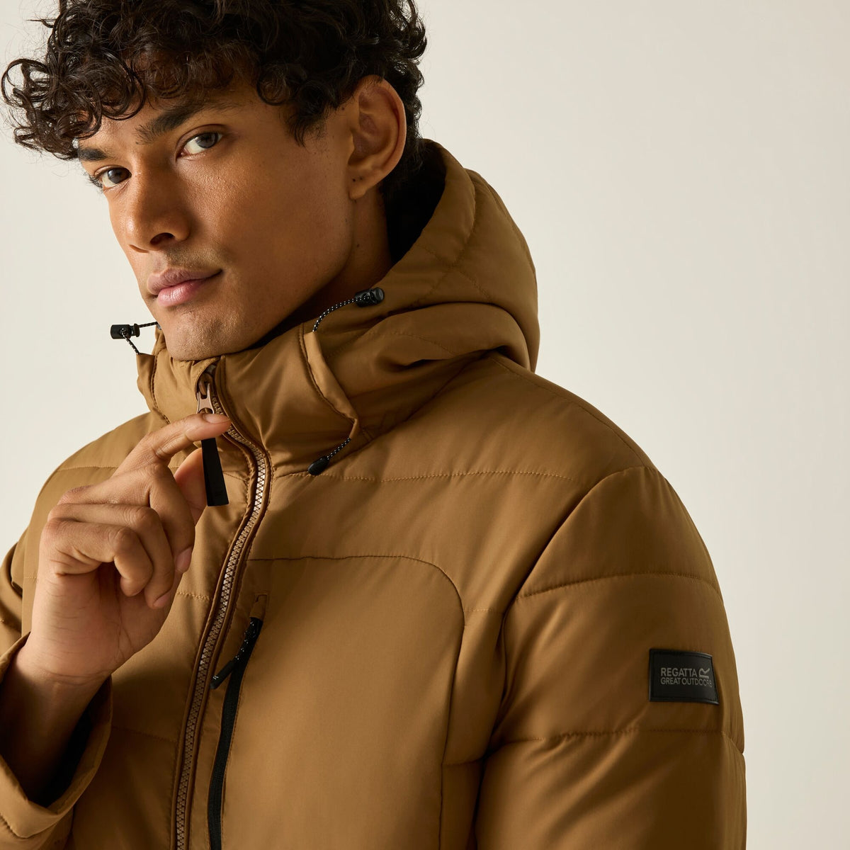 Rich Tan-Black - Close up - Regatta Mens Frankie Padded Jacket