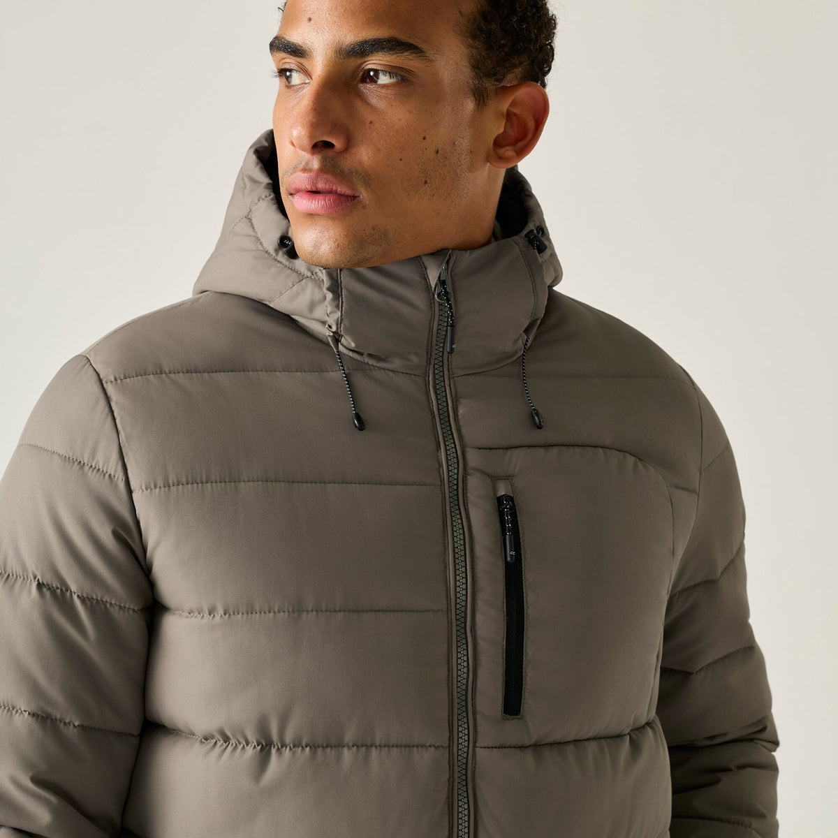 Smokey Olive-Black - Close up - Regatta Mens Frankie Padded Jacket