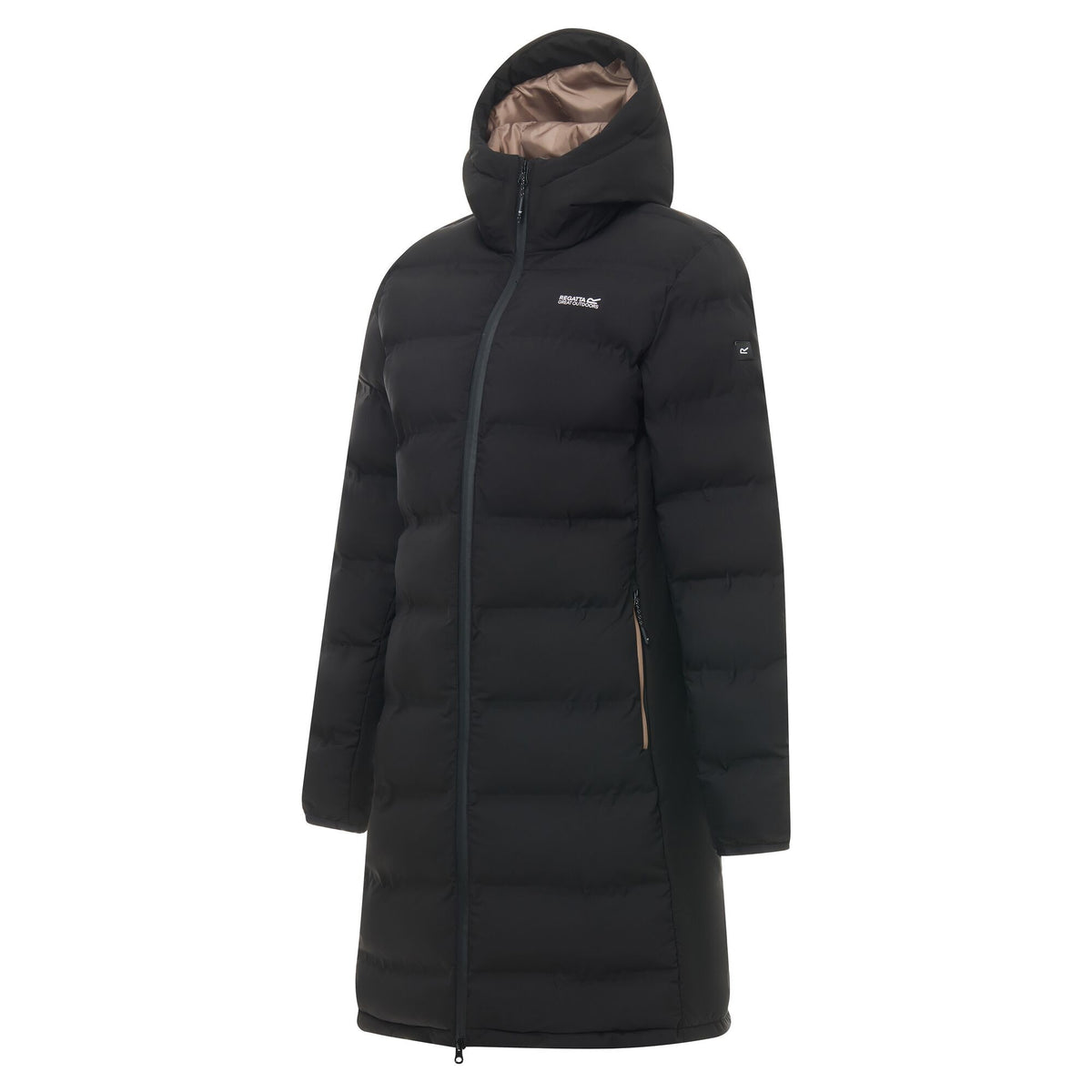 Black-Mocha - Side - Regatta Womens-Ladies Altoro Longline Padded Jacket