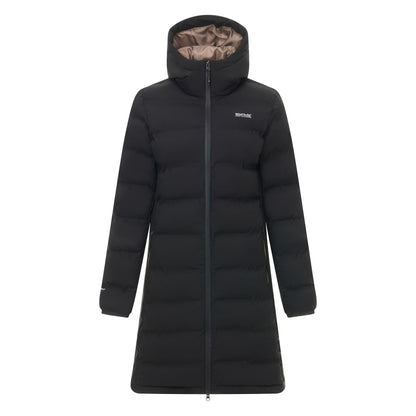 Black-Mocha - Front - Regatta Womens-Ladies Altoro Longline Padded Jacket