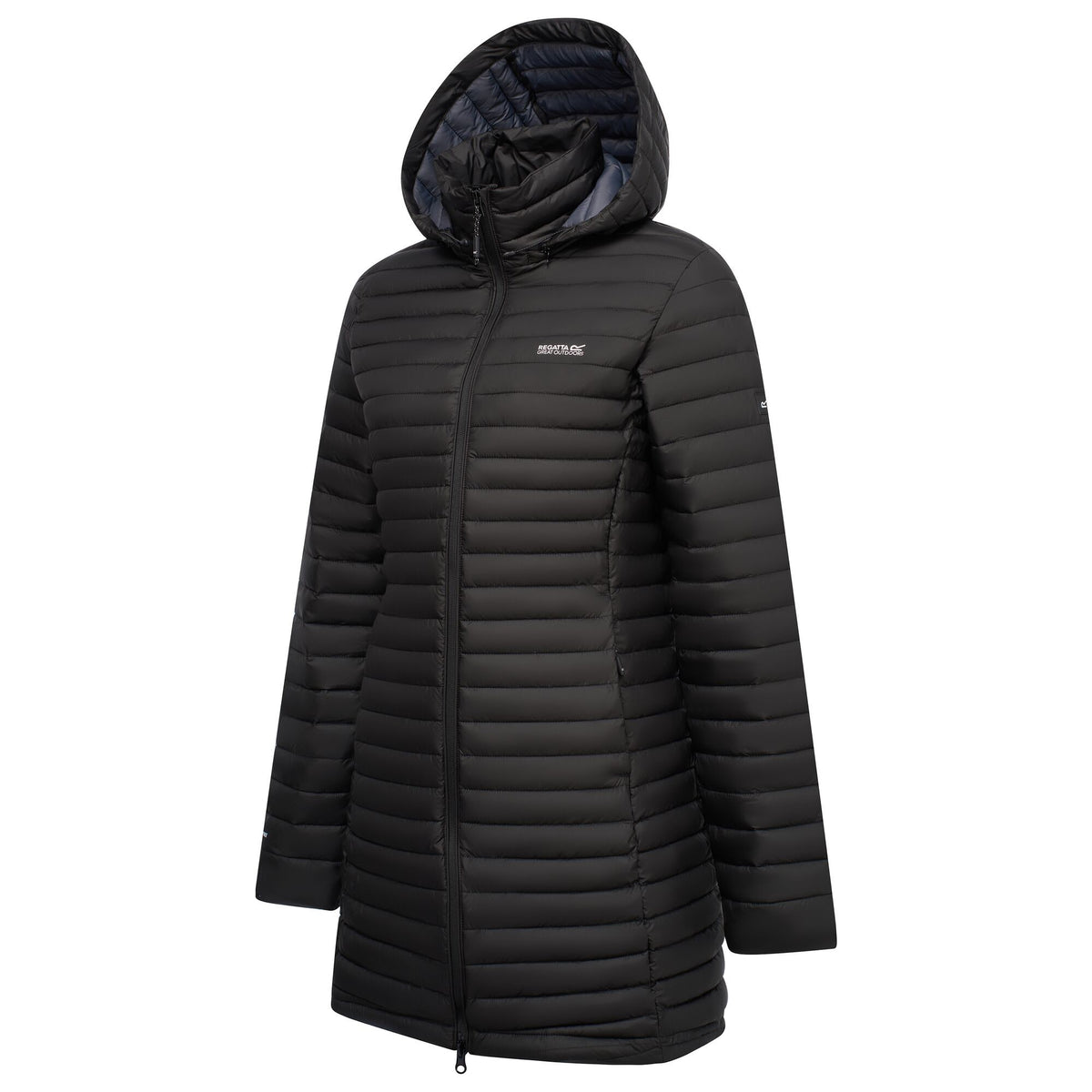 Black - Side - Regatta Womens-Ladies Selenar Quilted Long Jacket