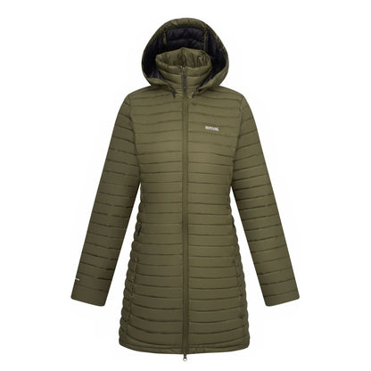 Olive Night - Front - Regatta Womens-Ladies Selenar Quilted Long Jacket