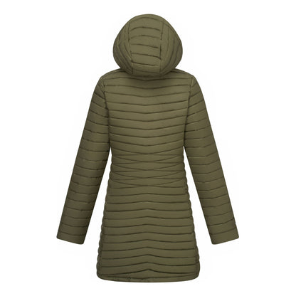 Olive Night - Back - Regatta Womens-Ladies Selenar Quilted Long Jacket