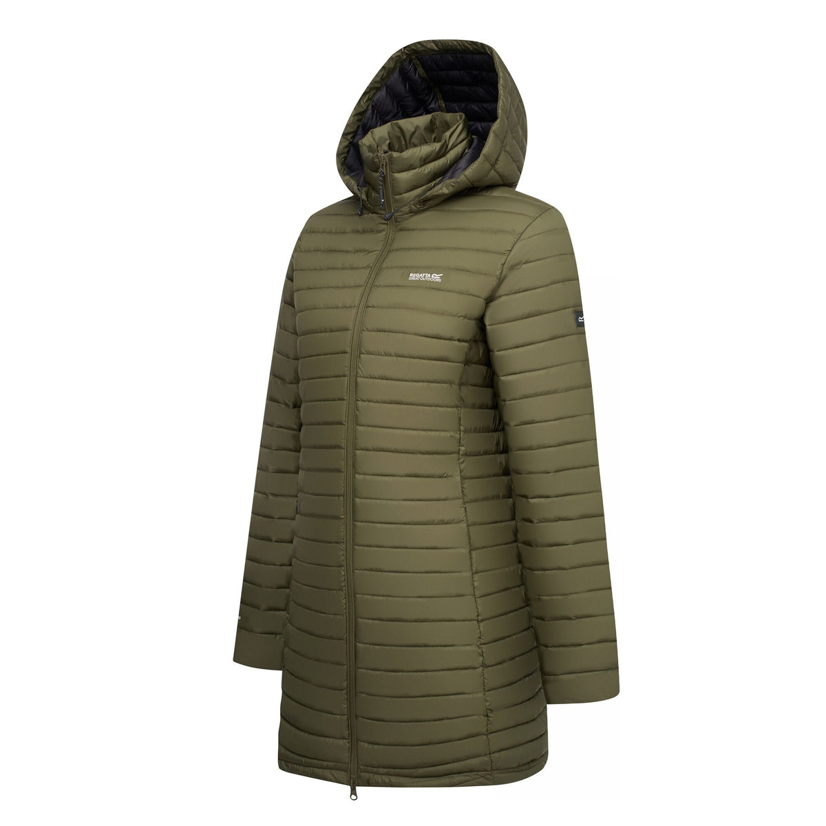 Olive Night - Side - Regatta Womens-Ladies Selenar Quilted Long Jacket