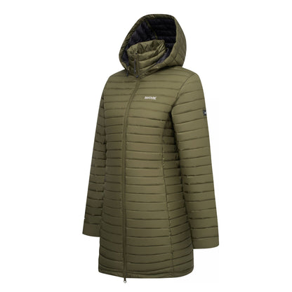 Olive Night - Side - Regatta Womens-Ladies Selenar Quilted Long Jacket