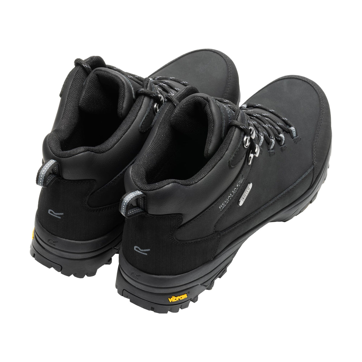 Black - Back - Regatta Mens Burrell Leather Walking Boots