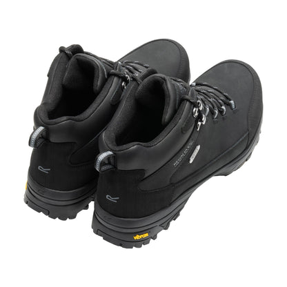 Black - Back - Regatta Mens Burrell Leather Walking Boots