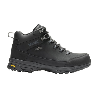 Black - Front - Regatta Mens Burrell Leather Walking Boots