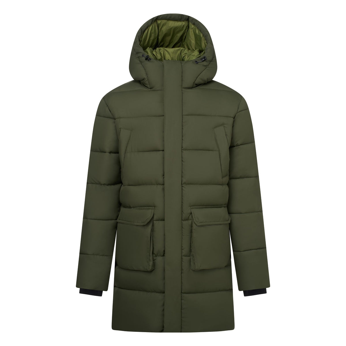 Dark Khaki-Nephrite Green - Front - Regatta Mens Marek Longline Hybrid Jacket