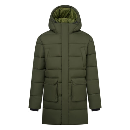 Dark Khaki-Nephrite Green - Front - Regatta Mens Marek Longline Hybrid Jacket