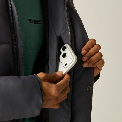 Iron-Black - Close up - Regatta Mens Marek Longline Hybrid Jacket
