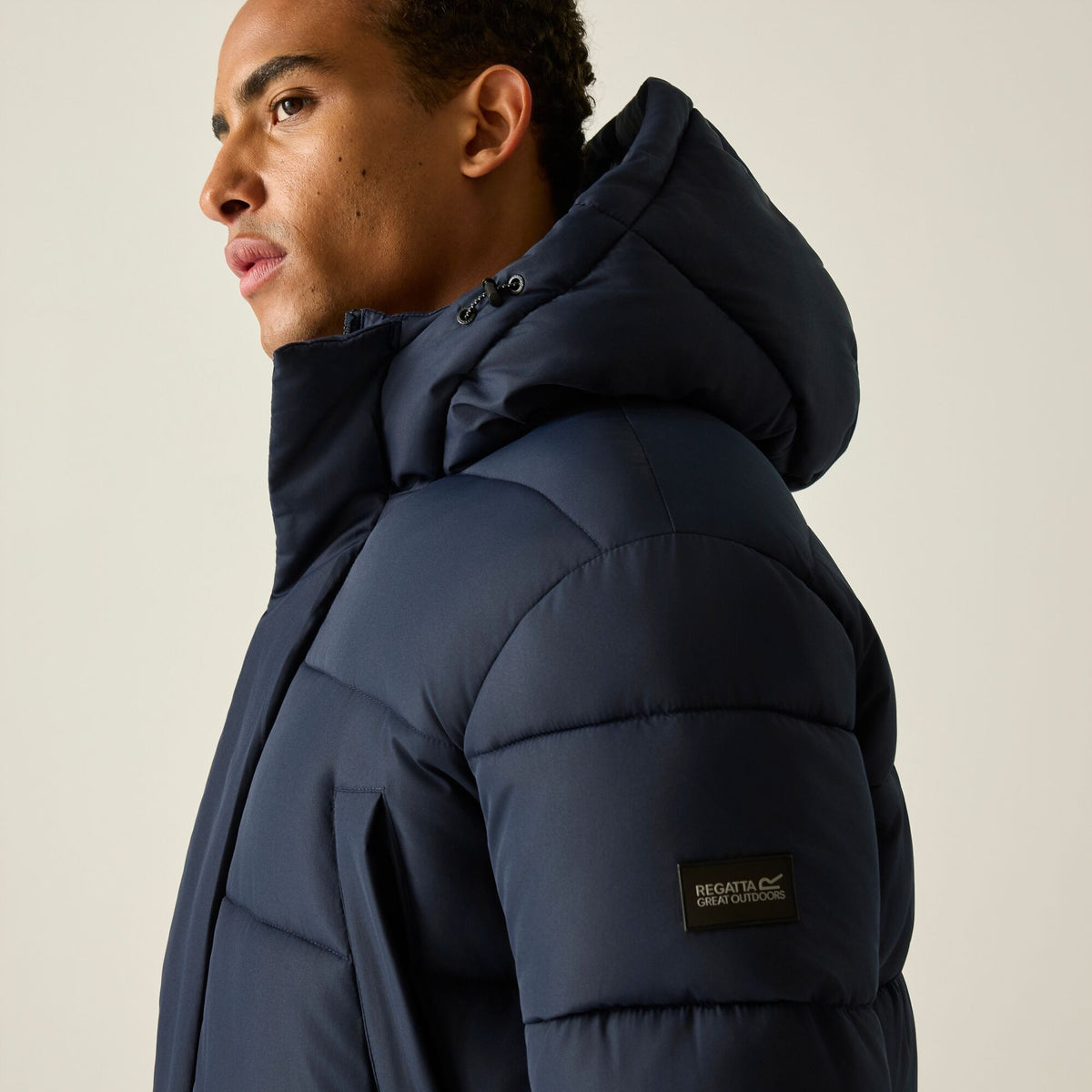 Navy-Grey Mirage - Close up - Regatta Mens Marek Longline Hybrid Jacket