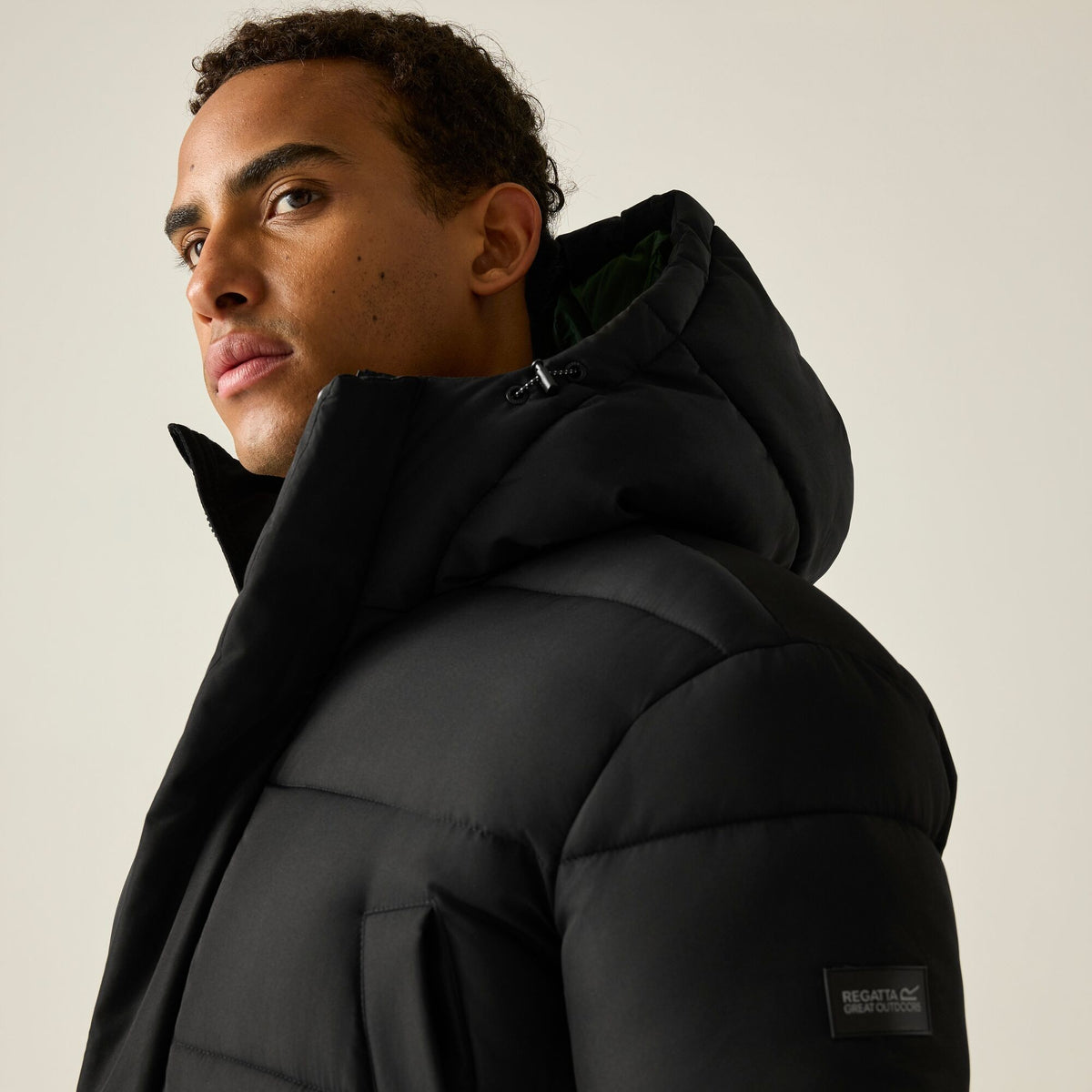 Black-Pine Needle - Close up - Regatta Mens Marek Longline Hybrid Jacket