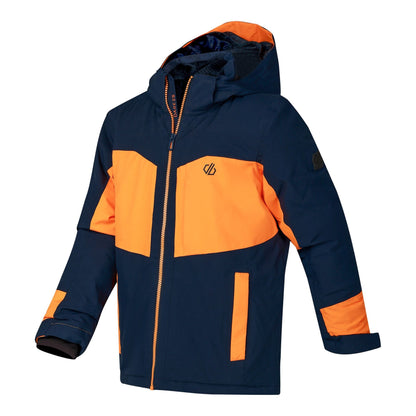 Navy-Electric Orange - Side - Dare 2B Childrens-Kids Rip It Ski Jacket