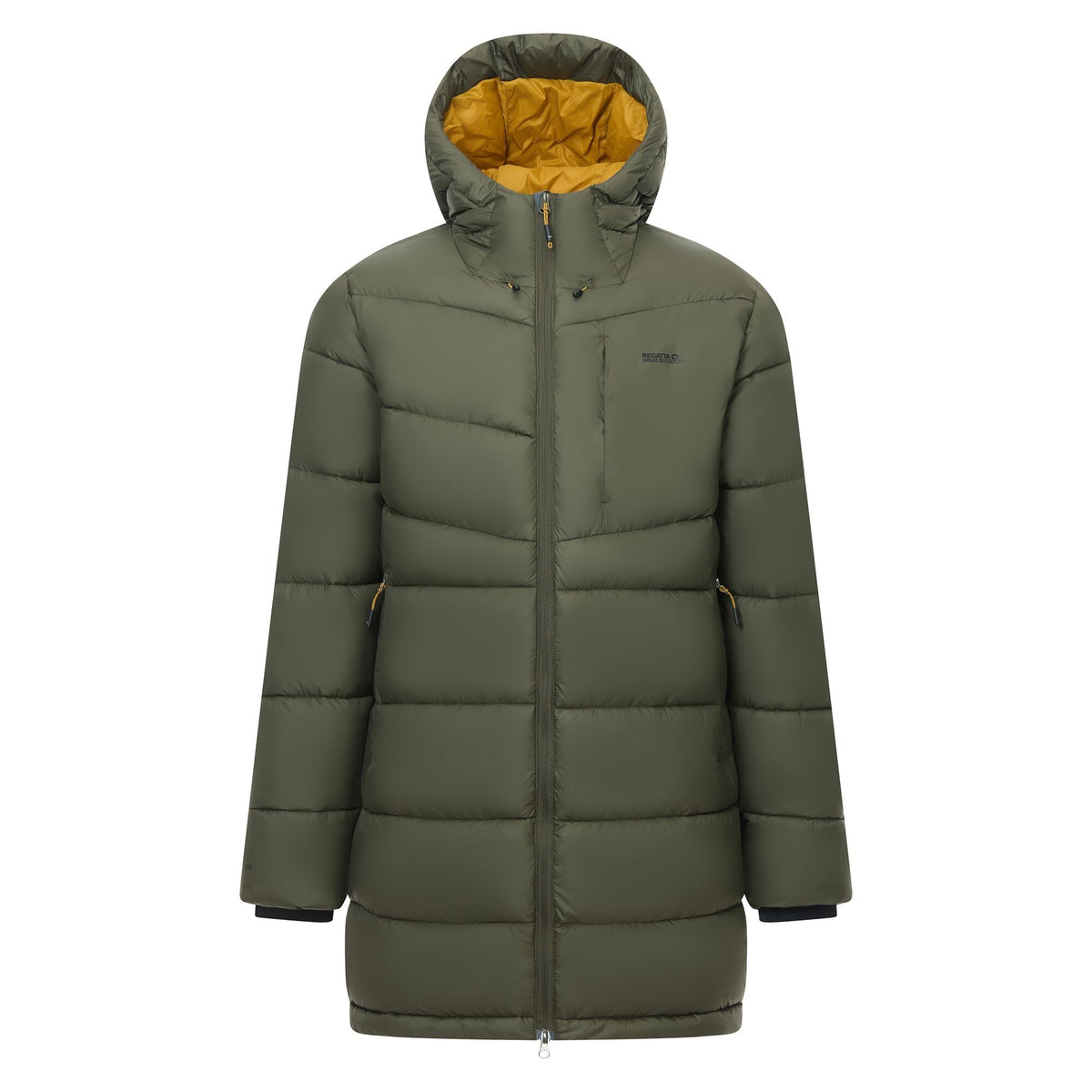 Dark Khaki-Wood Brown - Front - Regatta Mens Browen Padded Jacket