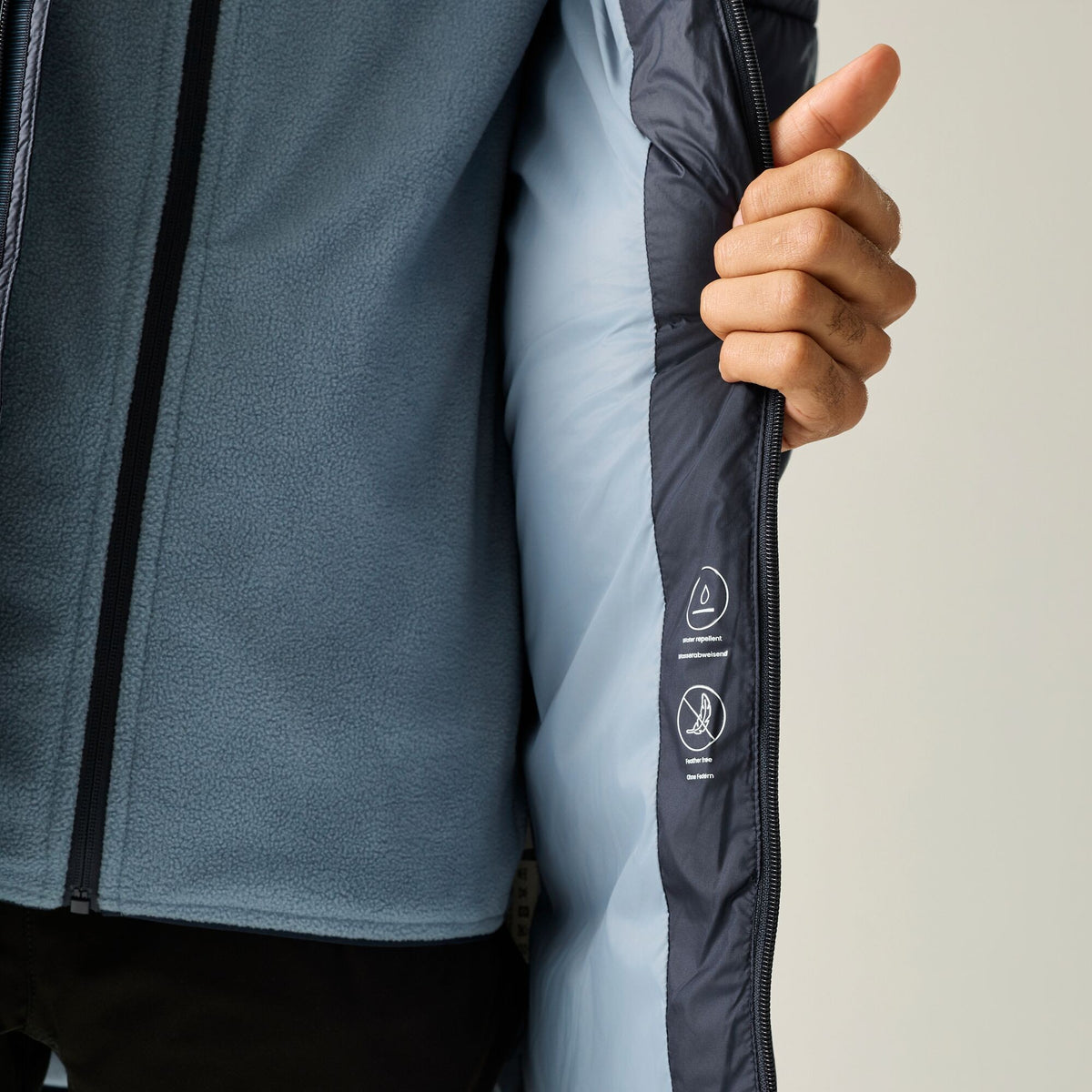 Navy-Dusky Blue - Close up - Regatta Mens Browen Padded Jacket